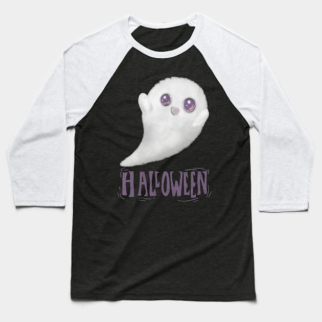 Halloween boooo cute ghost Happy Halloween Baseball T-Shirt by BoogieCreates